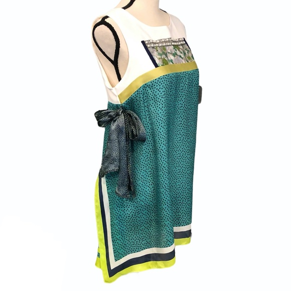 BLEU BLANC ROUGE BIB FRONT EMBROIDERED & BEADED SILK DRESS - Picture 15 of 16